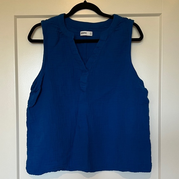 Women's Sonoma Goods For Life® Gauze Femme V-Neck Tank Top size XL blue - Picture 3 of 4